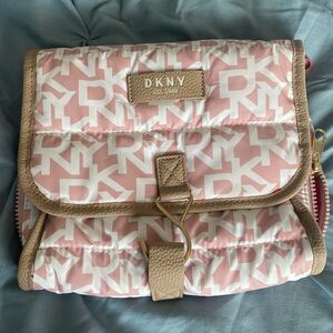 DKNY Pink and White Cosmetic Bag